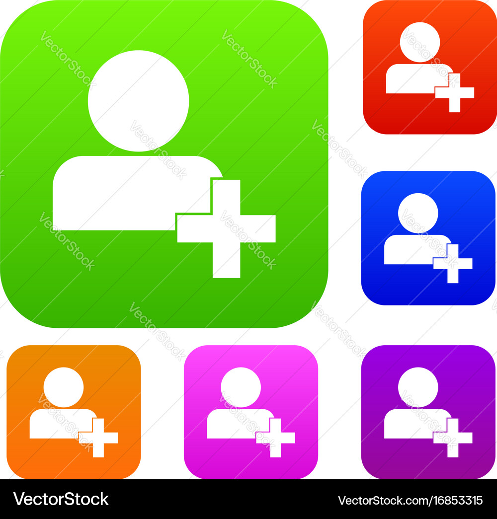 Add new user account set collection vector image