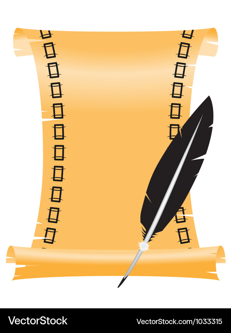 Ancient scroll with a feather vector image