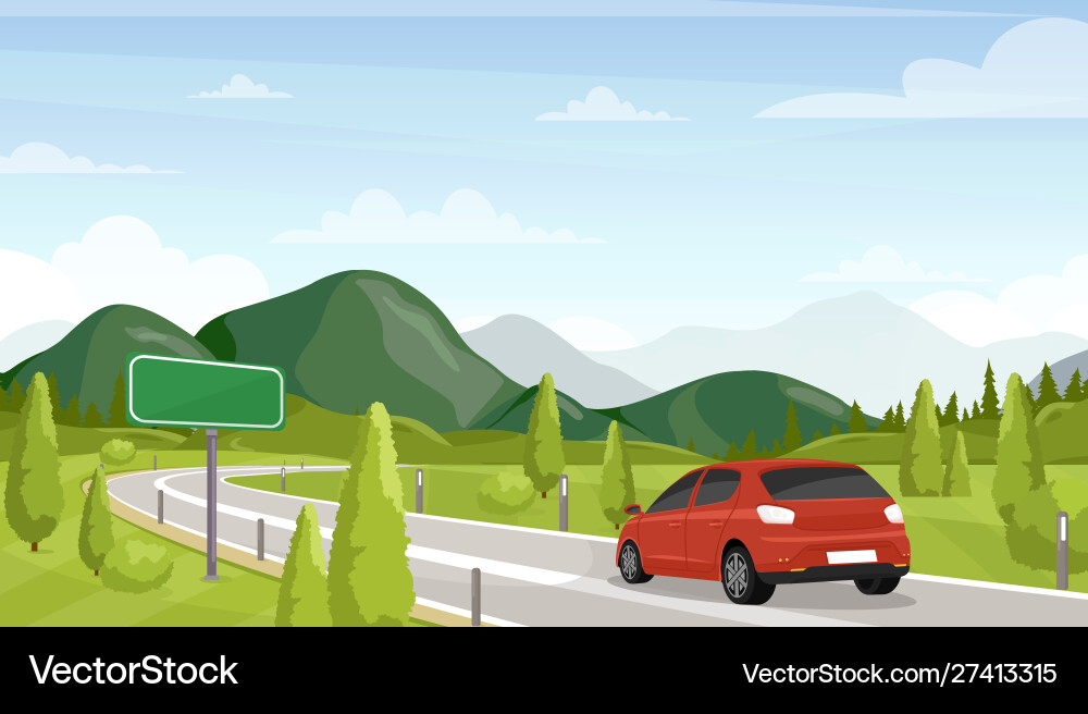 Autofahrt Straße Reise flach Autofahrt Straße Reise flach vektorbild