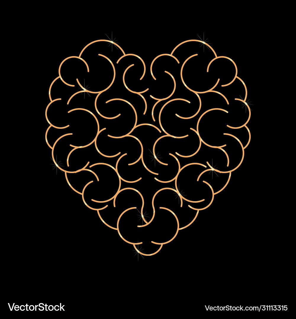 Brain in form heart empty background Brain in form heart empty background vector image