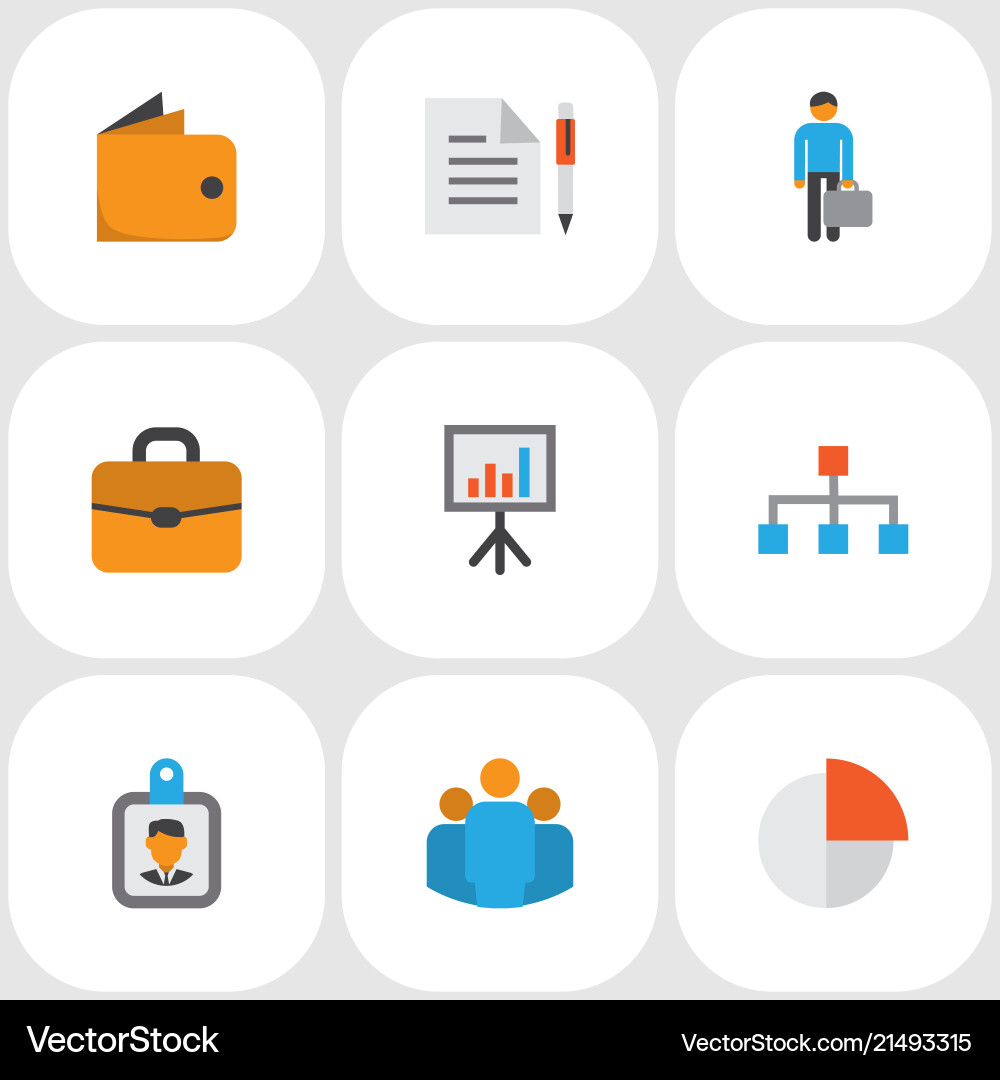 Business icons flat style set with structure Business icons flat style set with structure vector image