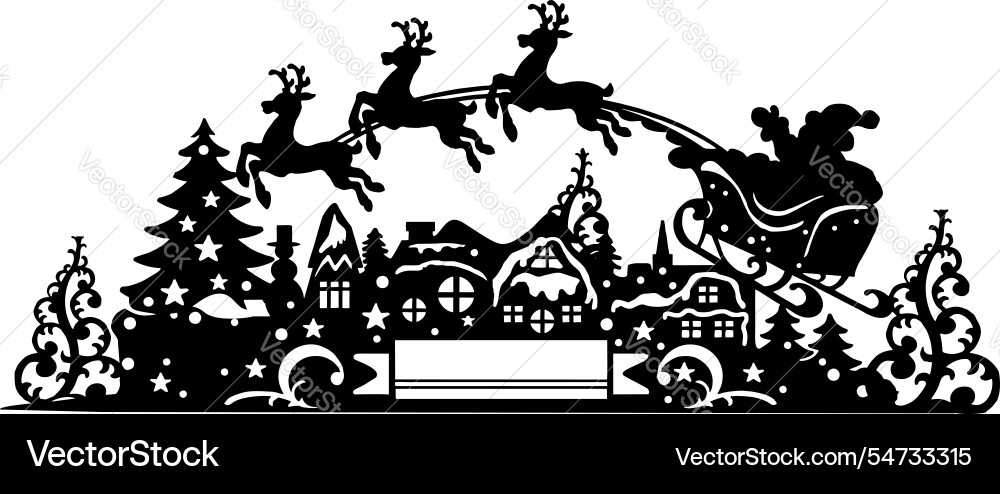 Christmas silhouette template for laser or paper Christmas silhouette template for laser or paper vector image