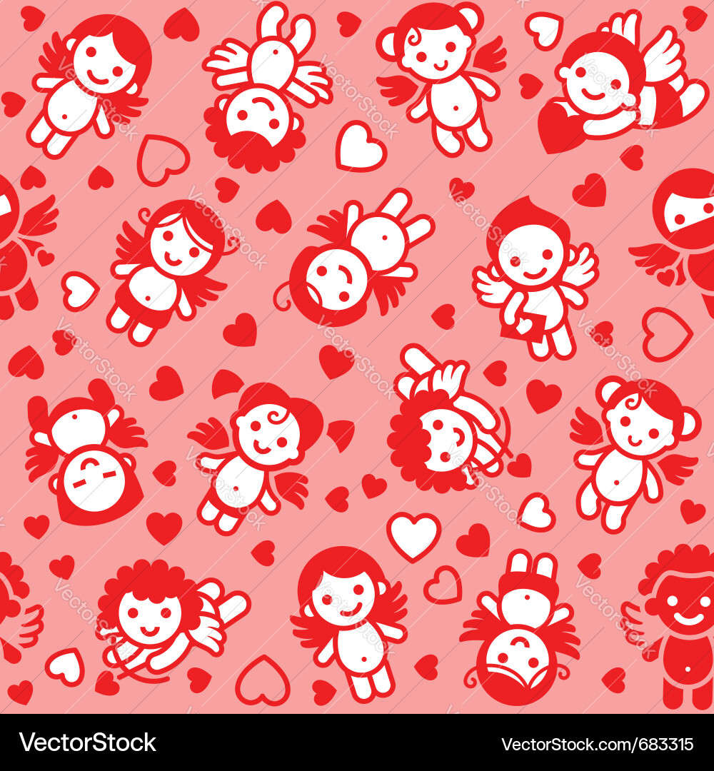 Cupids Wrapping Paper Vector Image
