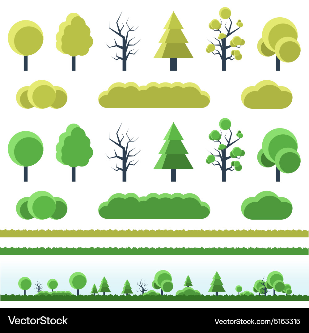 Different trees collection isolated vector image