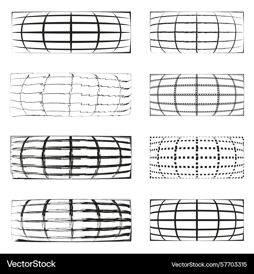Distorted grid patterns horizontal line textures vector image