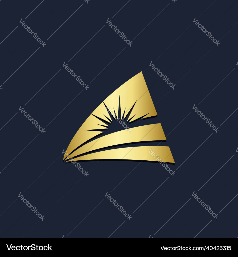 Dreieck Kurve Sonne Glanz gold Logo Dreieck Kurve Sonne Glanz gold Logo vektorbild