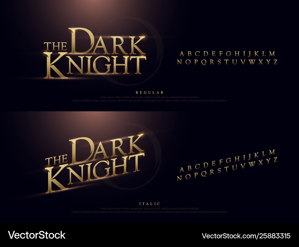 Elegant Gold Metal Font Set Vector Image