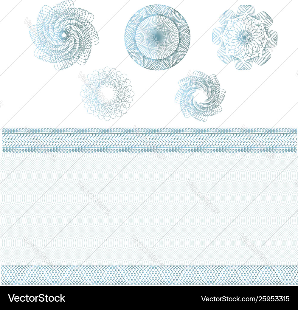 Guilloche Border & Pattern Set vector image