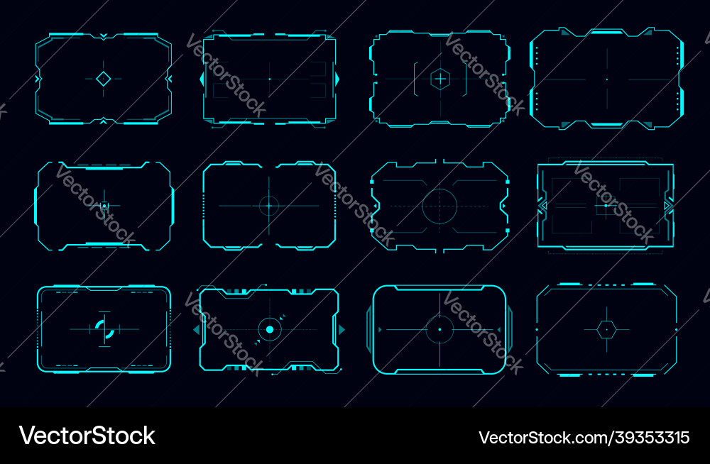 Hud frames of aim control panel and target screen Vector Image
