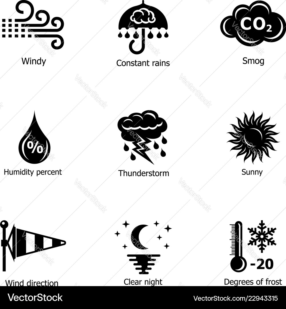 Humidity icons set simple style Humidity icons set simple style vector image