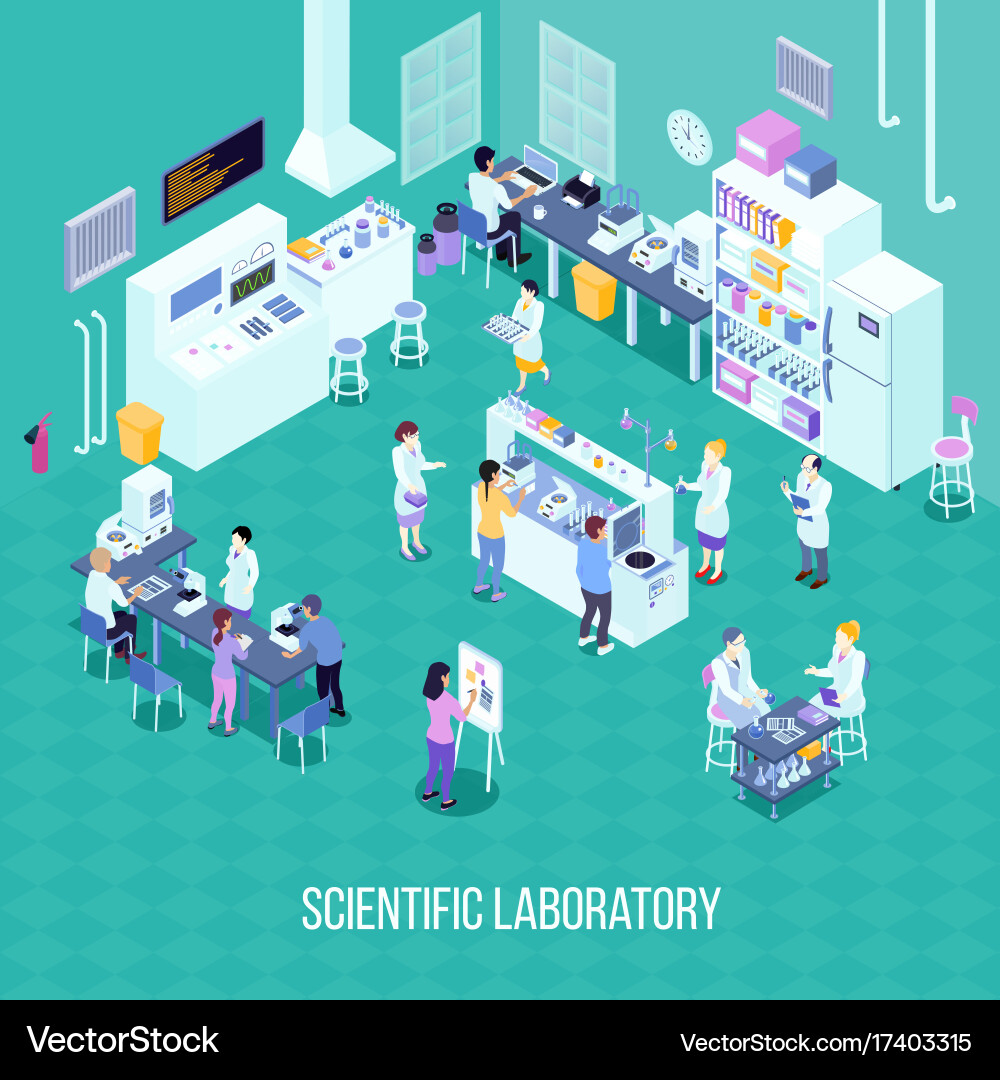 Laboratory isometric composition Royalty Free Vector Image