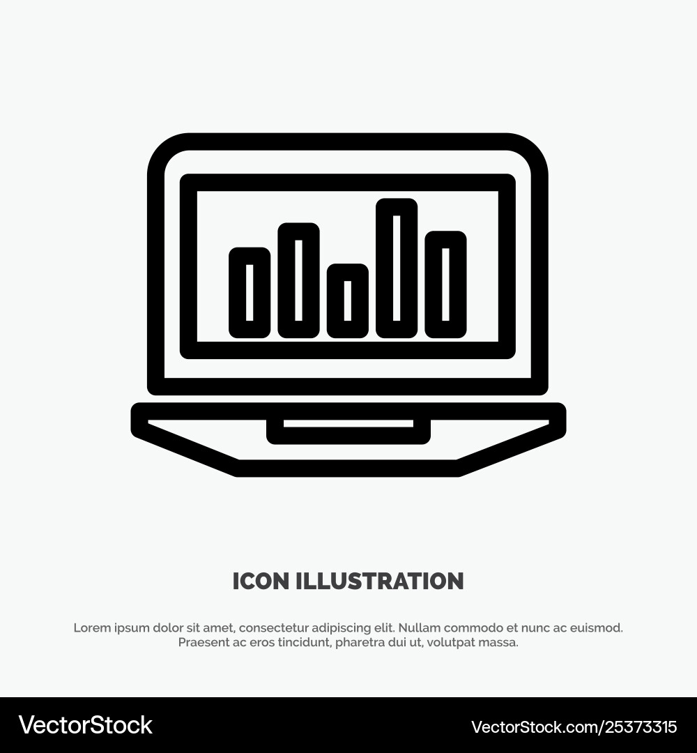 Laptop graph analytics monitoring statistics line Vector Image