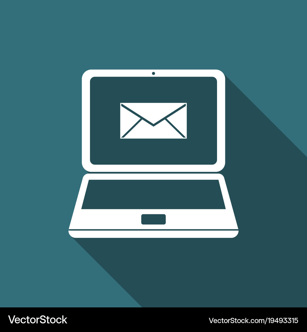 Laptop with envelope and open email on screen icon Vector Image