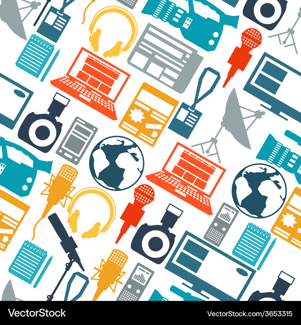 Seamless pattern with journalism icons Vector Image