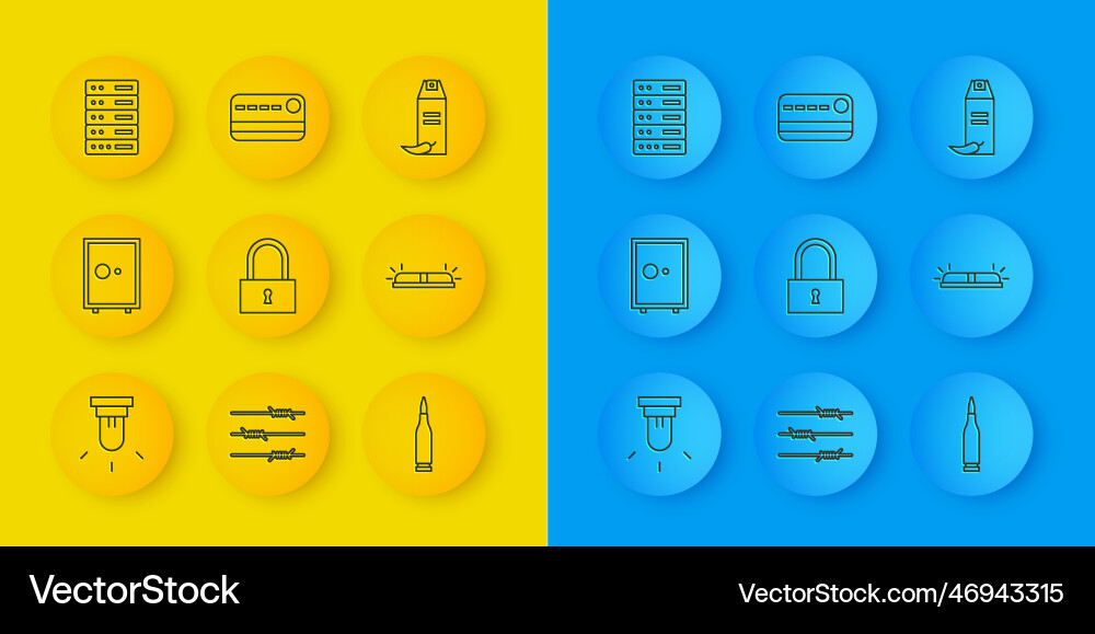 Set line motion sensor safe lock bullet Set line motion sensor safe lock bullet vector image