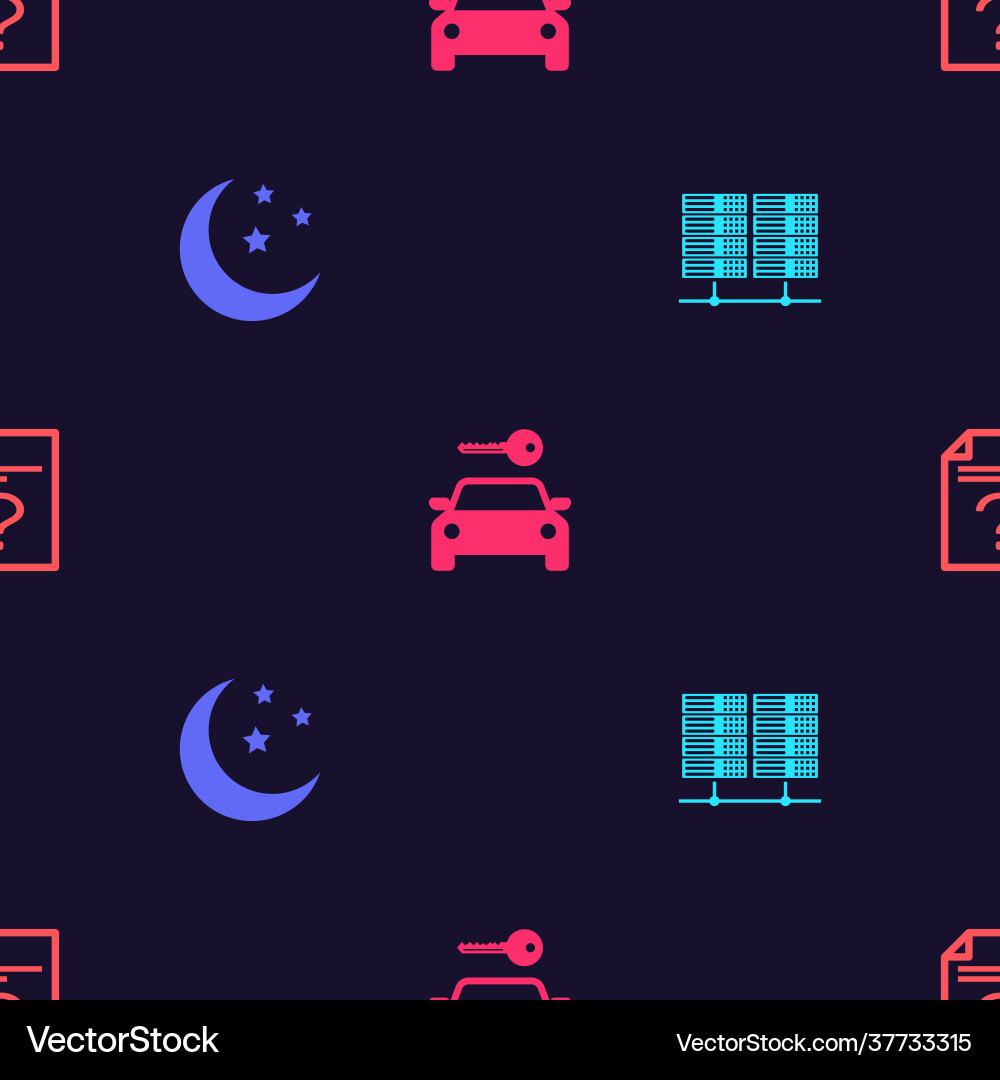 Set server data web hosting moon and stars car Set server data web hosting moon and stars car vector image