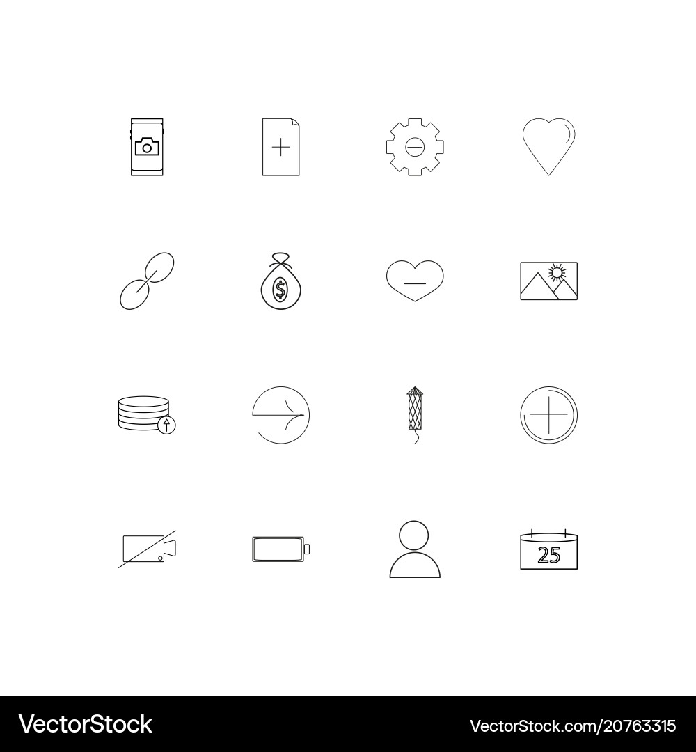 User interface linear thin icons set outlined vector image