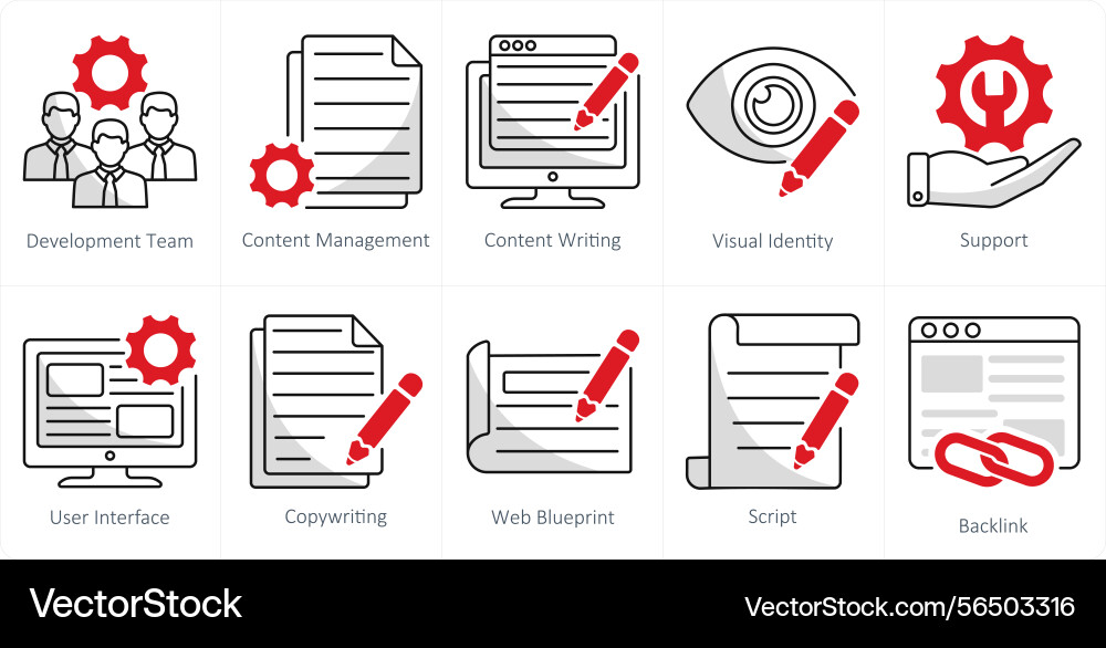 A set of 10 web design icons as development team A set of 10 web design icons as development team vector image