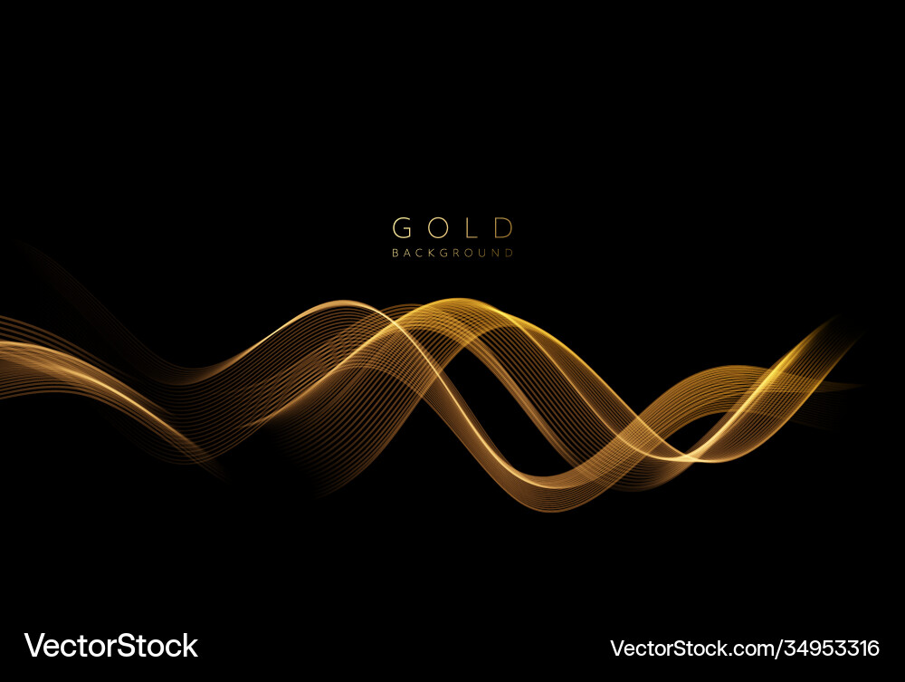 Abstract shiny golden wavy design element flow Abstract shiny golden wavy design element flow vector image