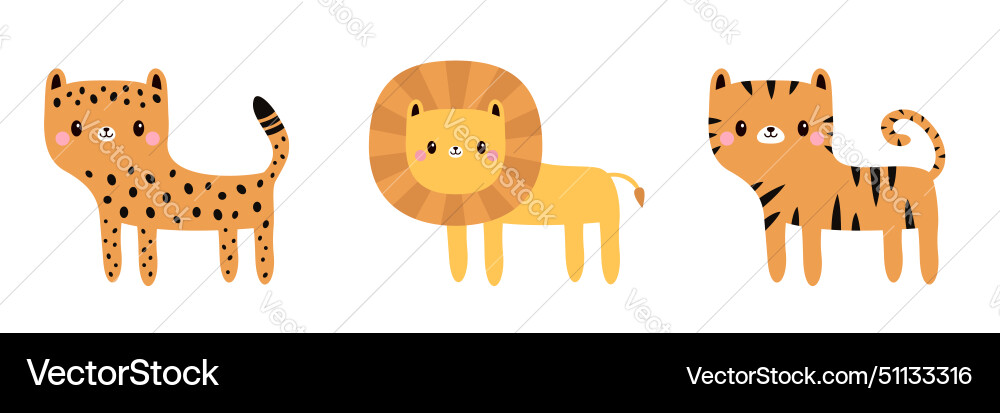 Cheetah leopard lion Tiger Stehen Symbol Set Cheetah leopard lion Tiger Stehen Symbol Set vektorbild