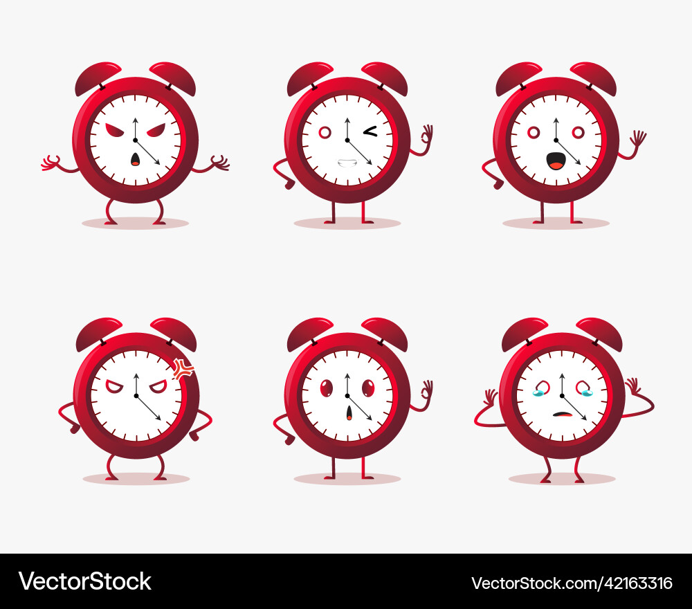 Collection of alarm clock expression set Collection of alarm clock expression set vector image