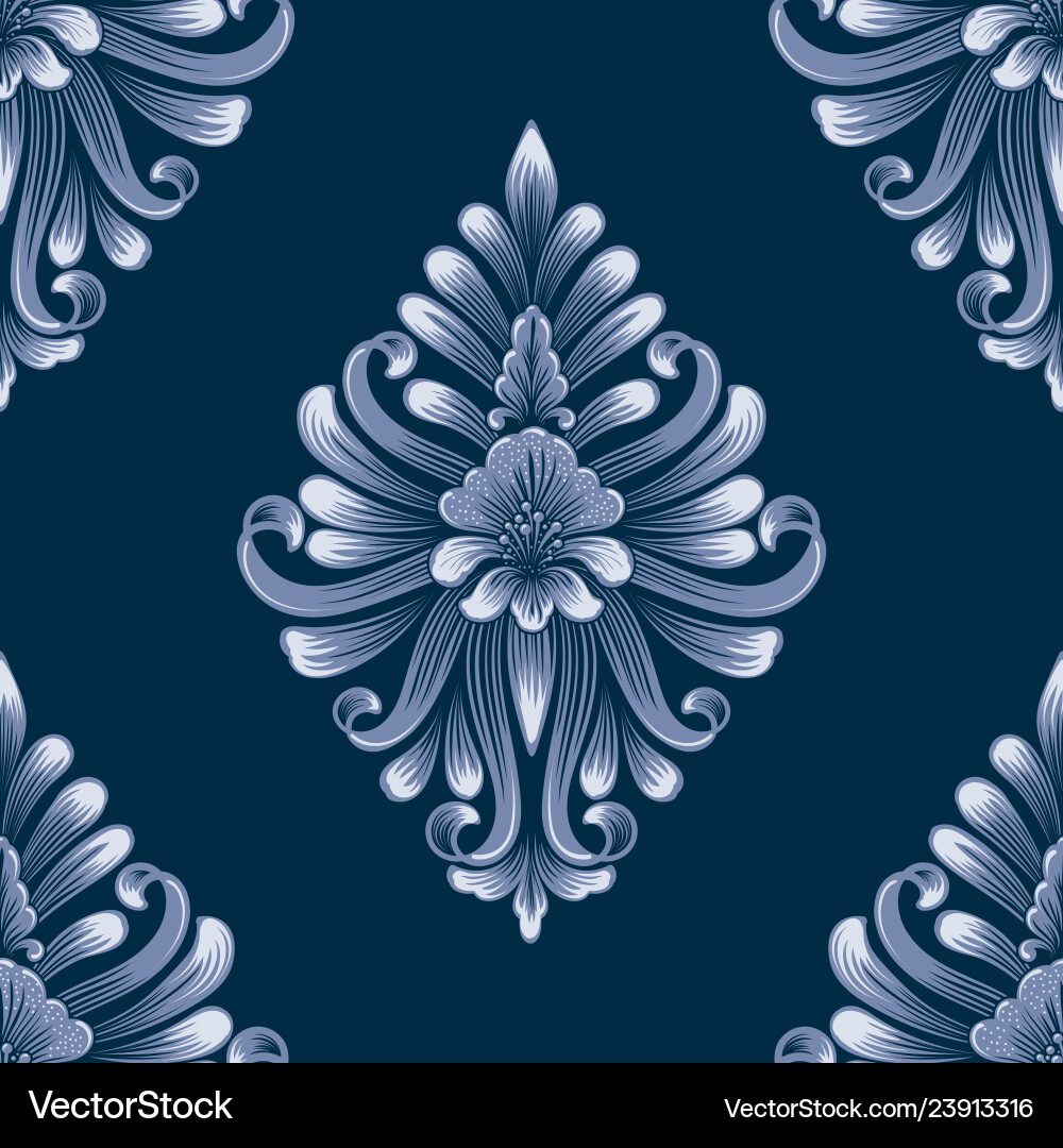 Damask seamless pattern element classical Damask seamless pattern element classical vector image