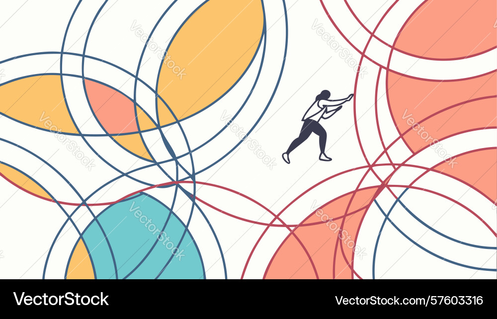 Dynamic runner with abstract circles and splashes vector image