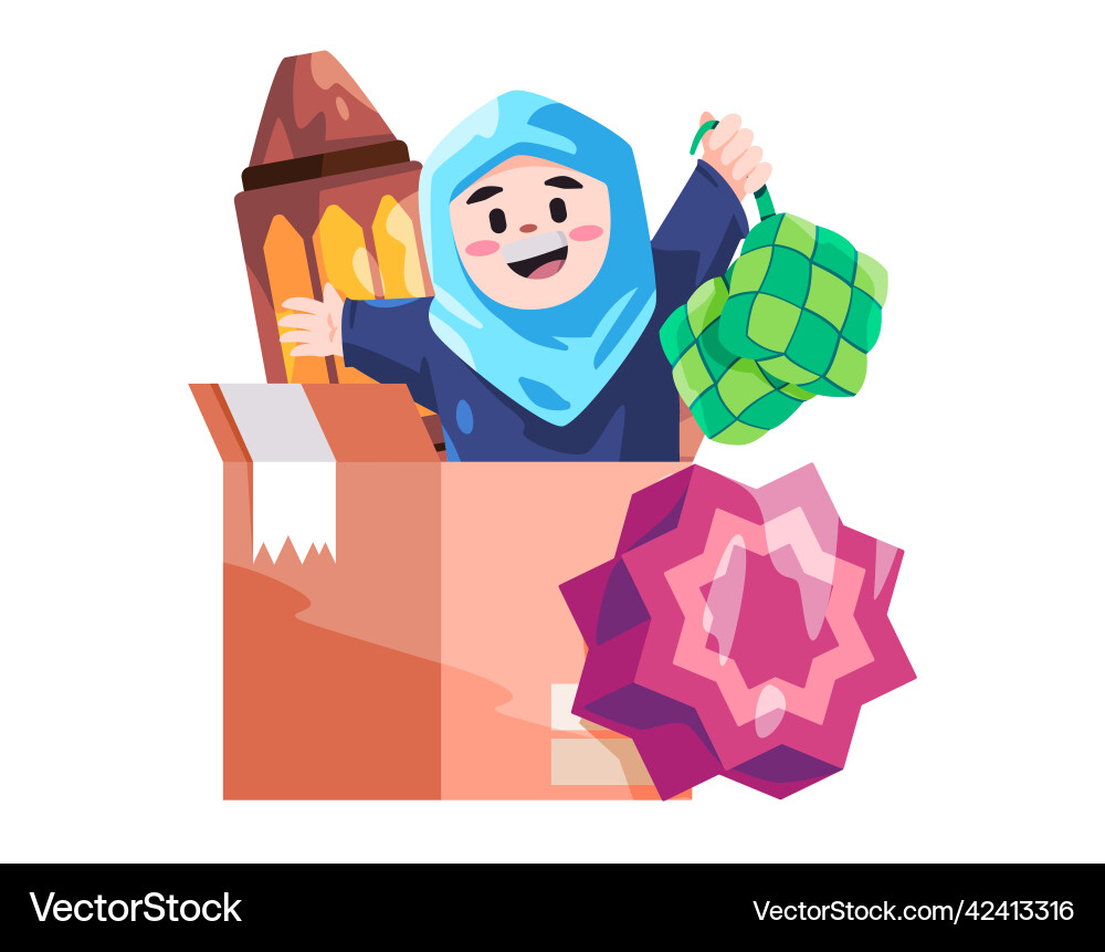 Happy ied mubarak Mädchen feiern Grußfestival Happy ied mubarak Mädchen feiern Grußfestival vektorbild