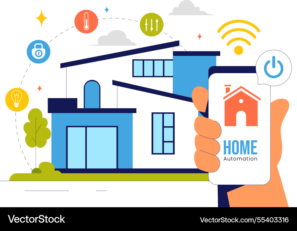 Home automation featuring a smart controlled Vector Image