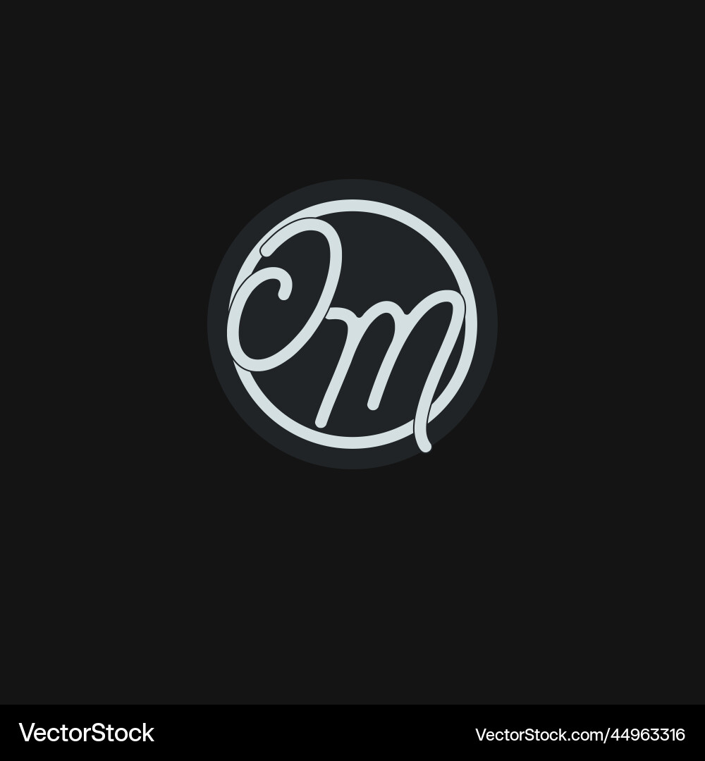 Initials om logo monogram with simple circle line vector image