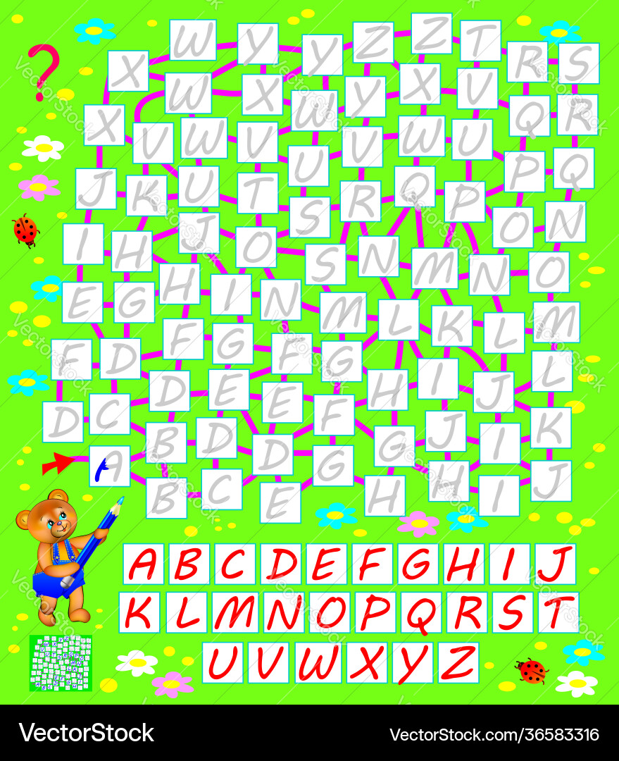 Logik Puzzle-Spiel mit Labyrinth finden Weg Logik Puzzle-Spiel mit Labyrinth finden Weg Vektorbild