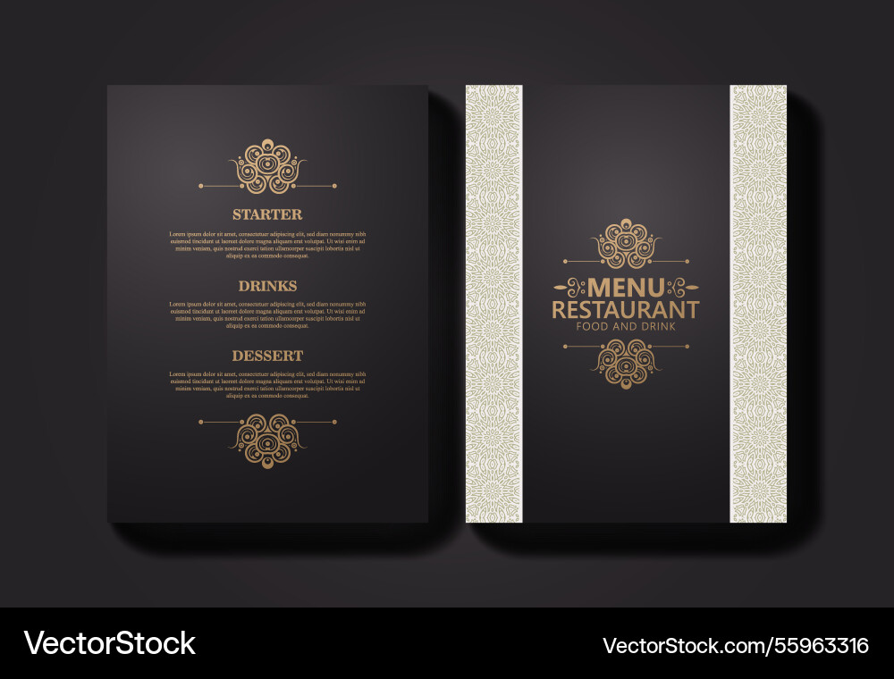 Menu layout with ornamental elements Vector Image
