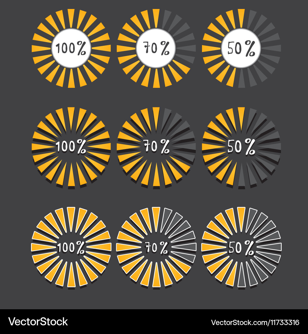 Orange preloaders and progress loading bars vector image