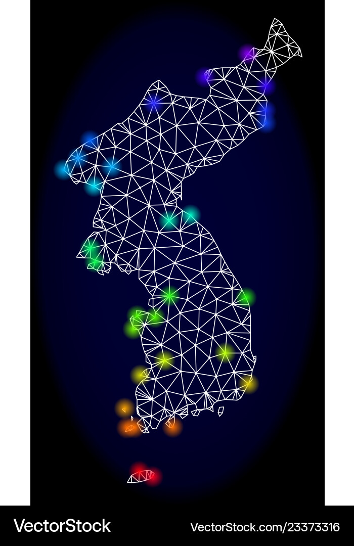 Polygonal network mesh map of korea with colorful Vector Image