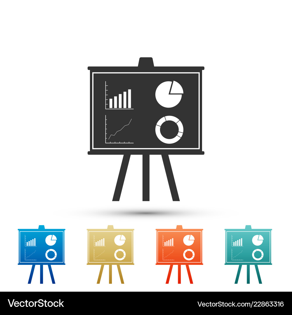 Presentation board with graph chart diagram pie vector image