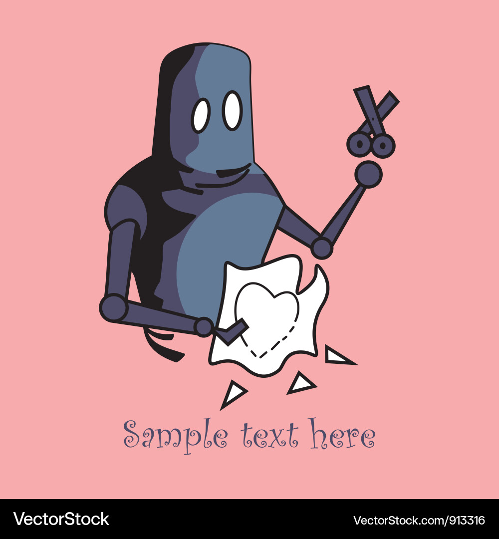 Robot with heart card design Vector Image