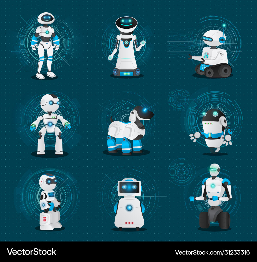 Robotic Characters & Androids Collection vector image