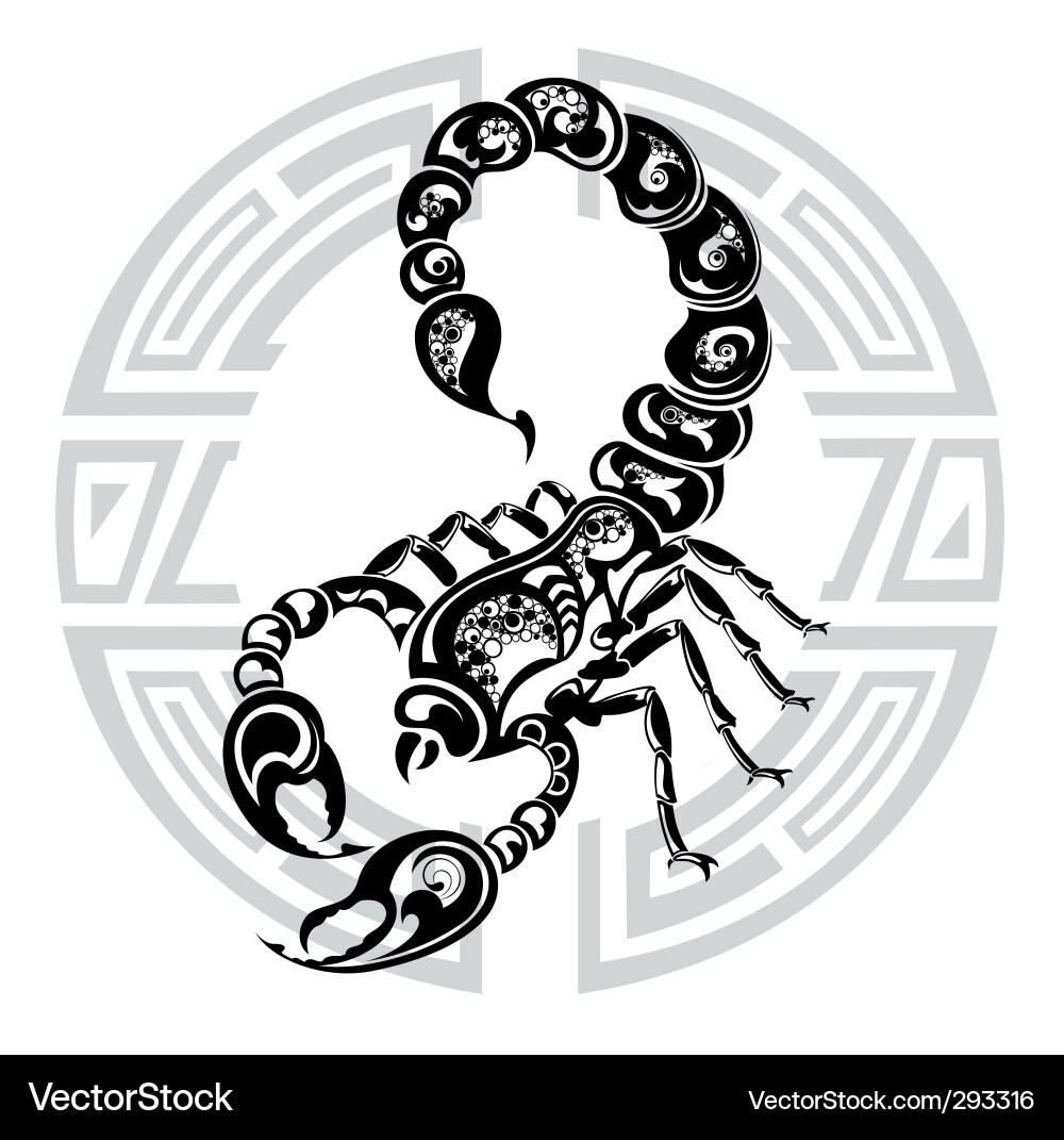 Scorpio Zodiac Wheel Tattoo vector image