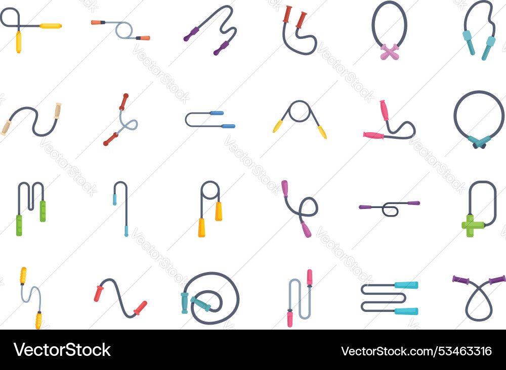 Set of colorful skipping ropes for fitness Set of colorful skipping ropes for fitness vector image
