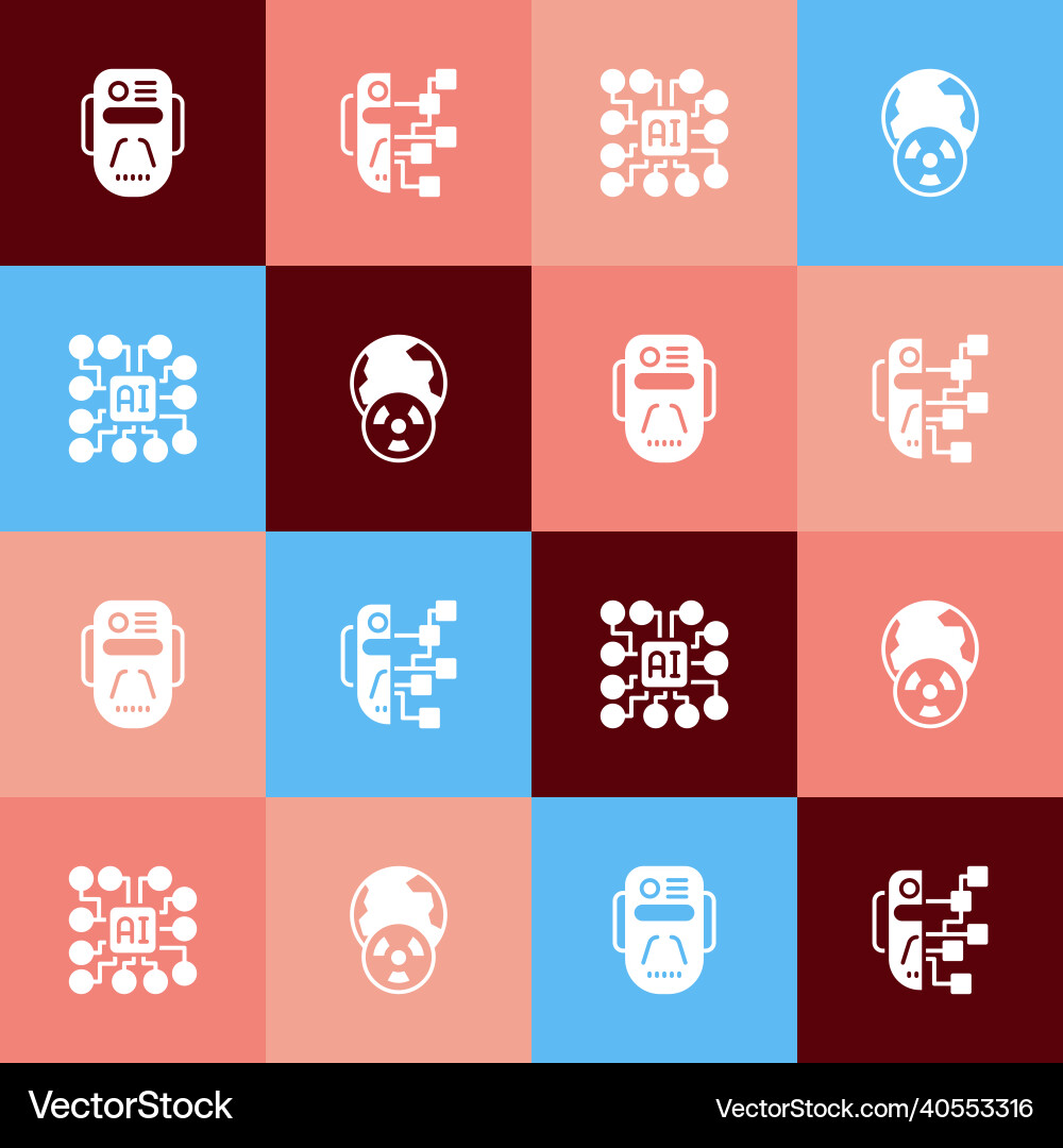 Set pop art artificial intelligence robot Vector Image