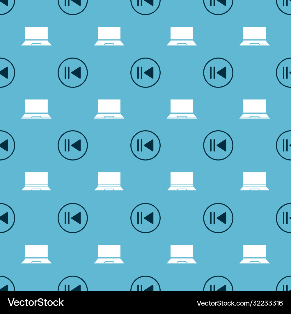 Set rewind and laptop on seamless pattern Set rewind and laptop on seamless pattern vector image