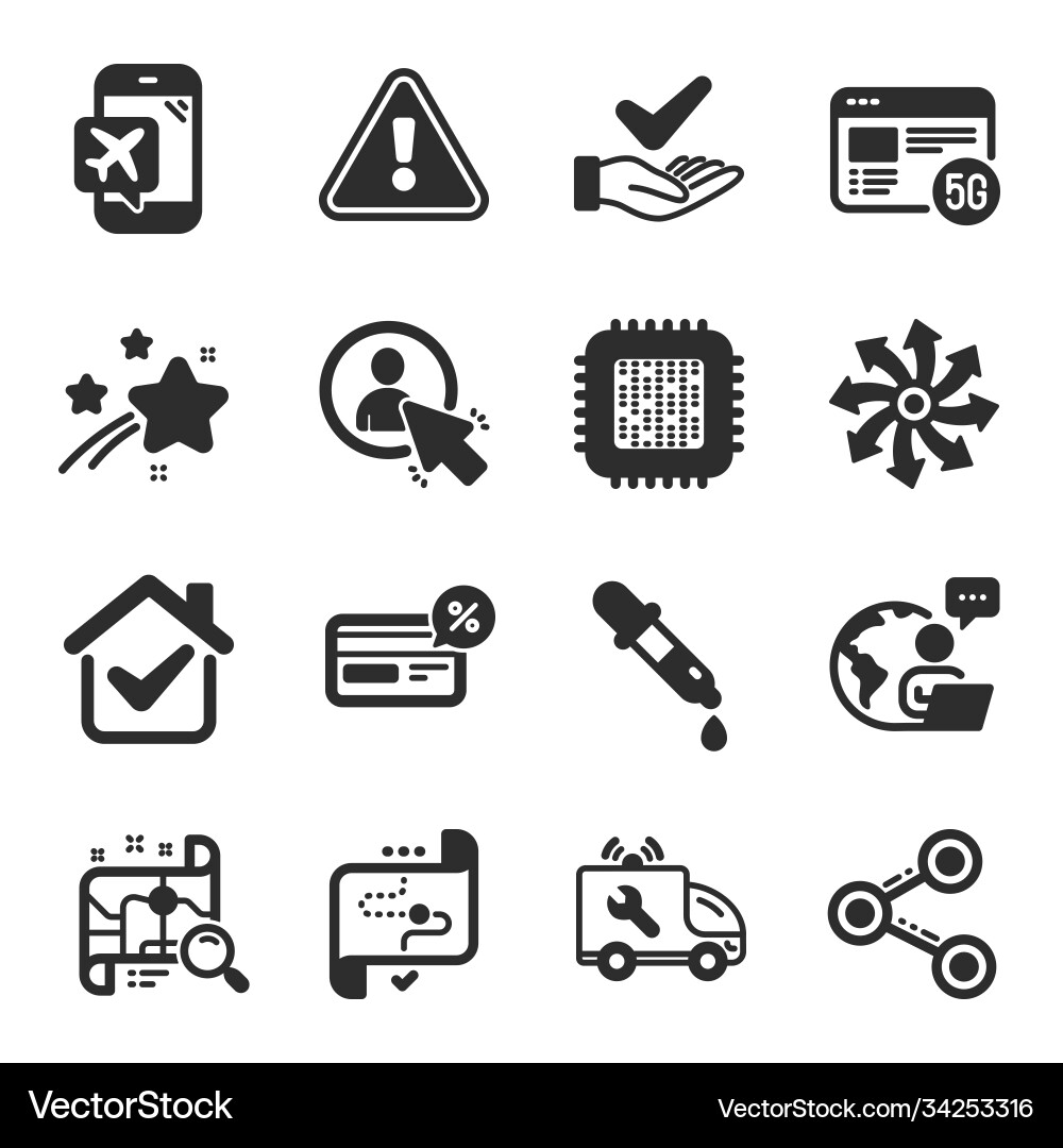 Set technology icons such as user flight mode Set technology icons such as user flight mode vector image