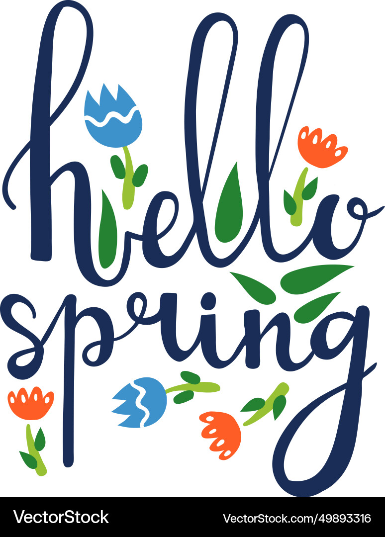 Springtime text font type quote floret lettering Springtime text font type quote floret lettering vector image