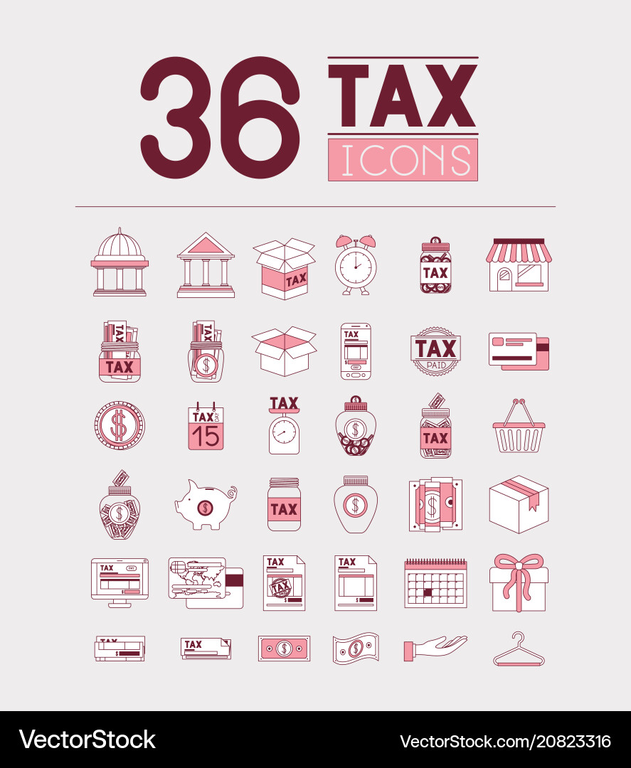Tax time set icons Tax time set icons Vector Image