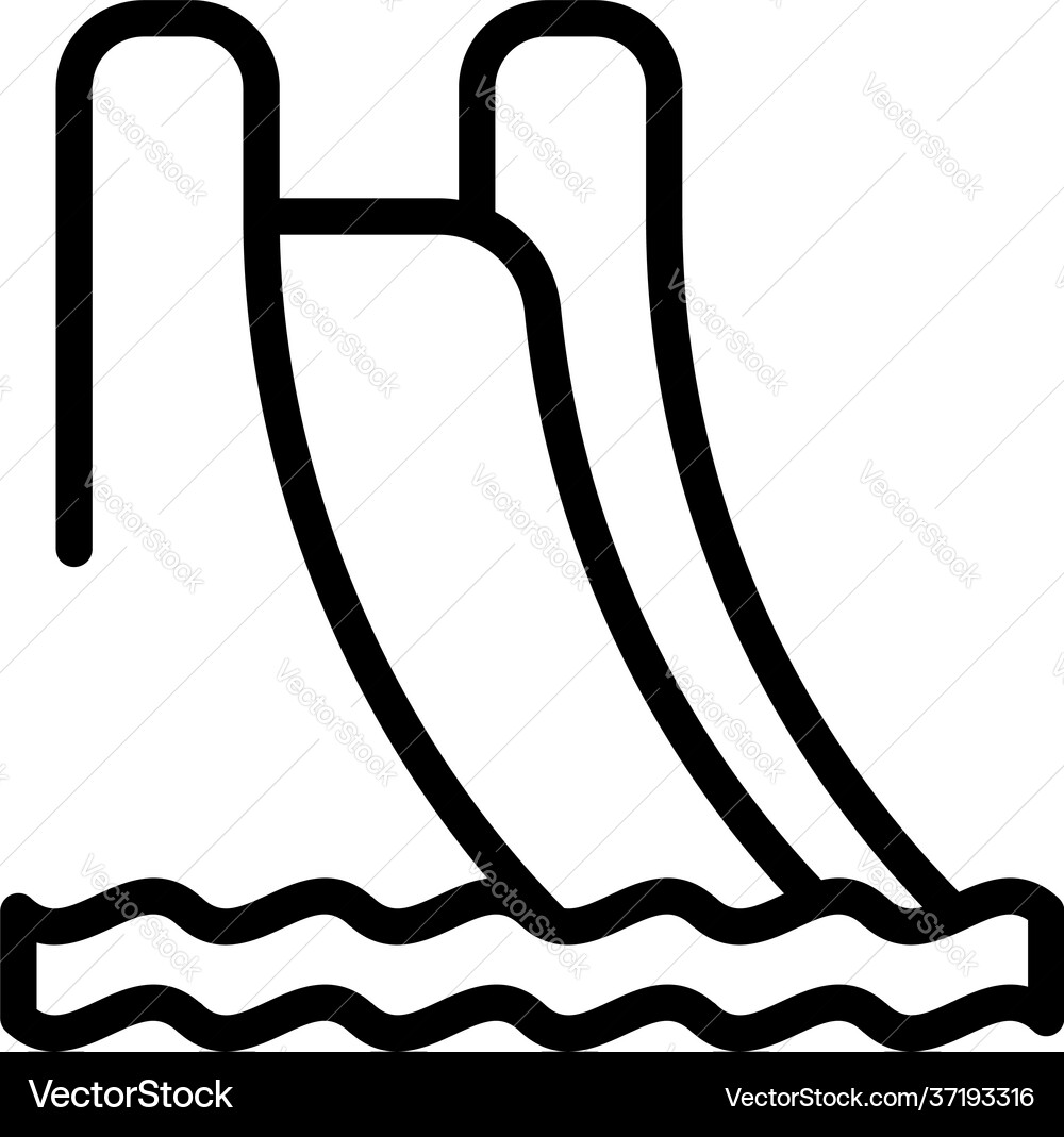 Water Slide Icon - Outline Vector Image