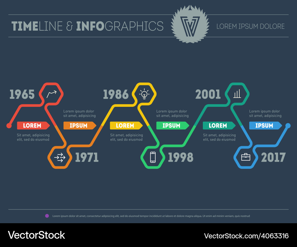 Web template of infographic timeline with icons vector image