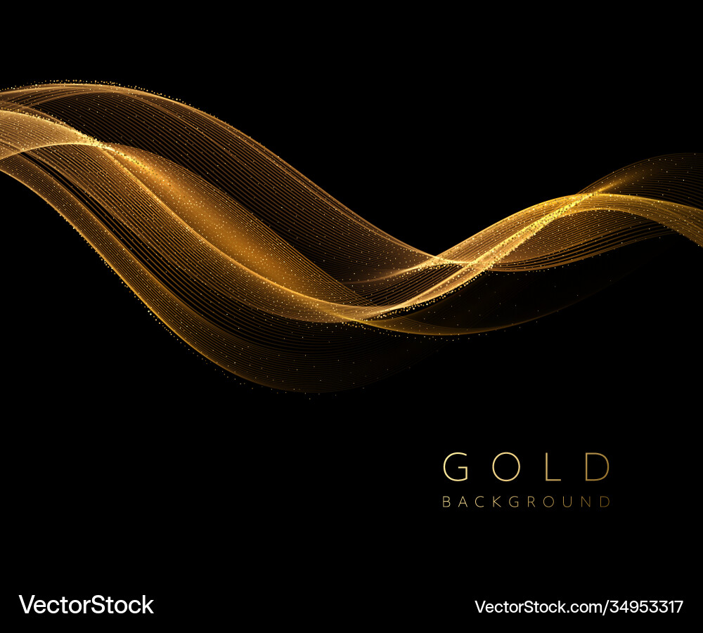 Abstract shiny golden wavy design element flow Abstract shiny golden wavy design element flow vector image