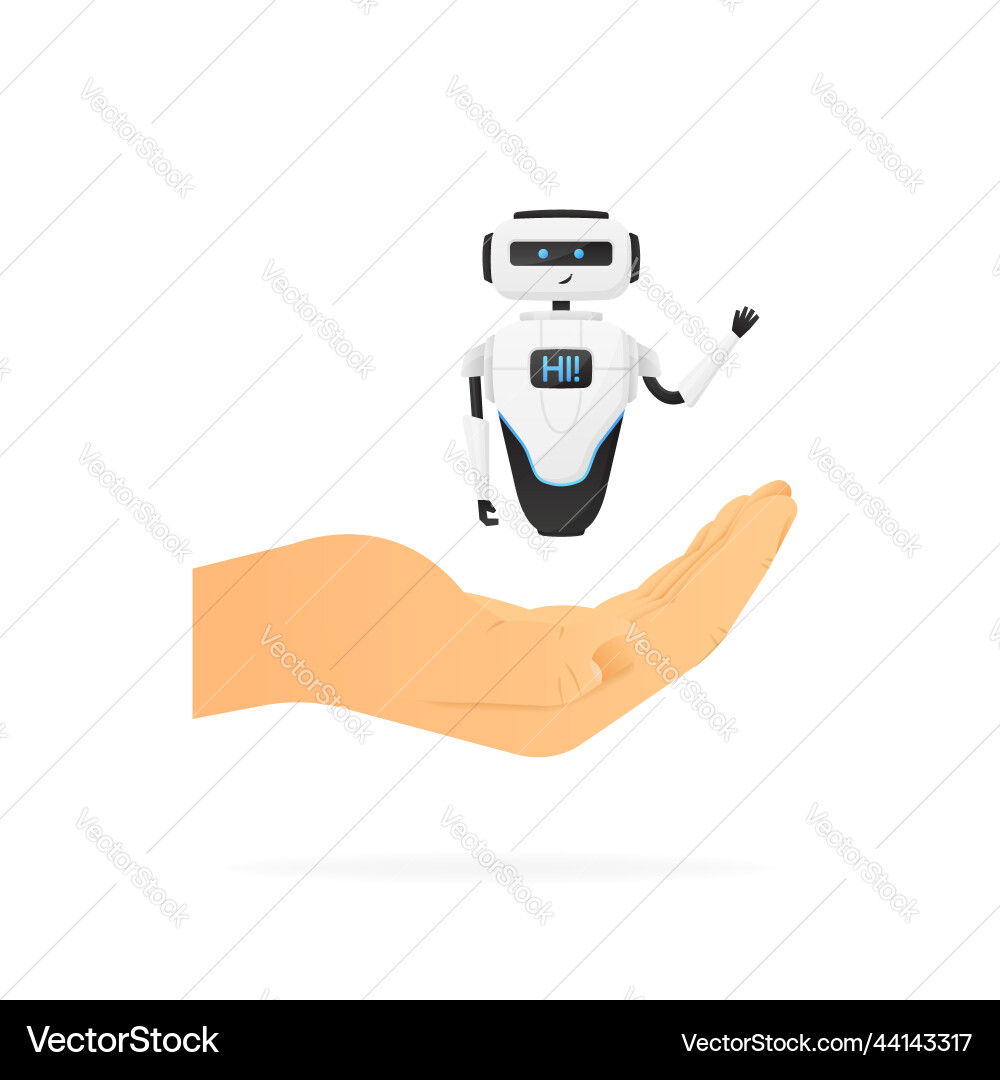 Bot says hello to users welcome Bot says hello to users welcome Vector Image
