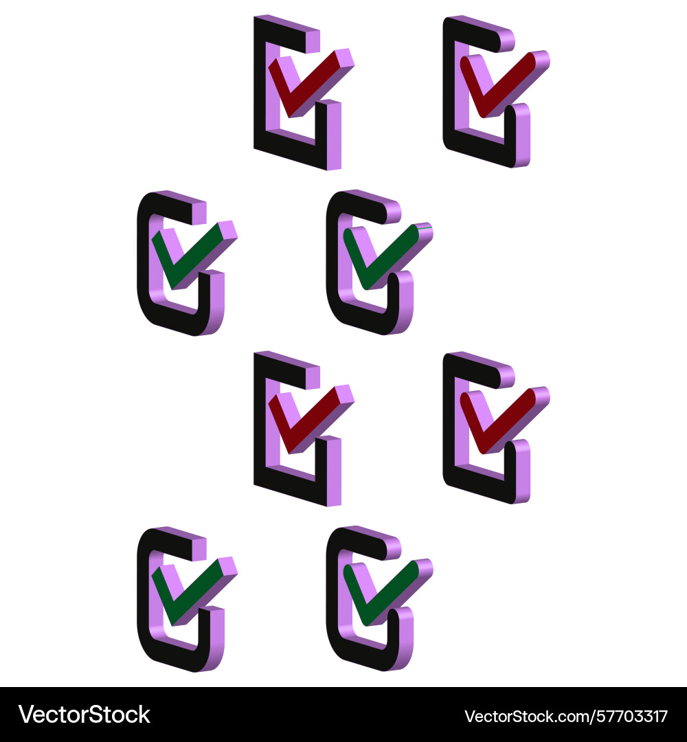 Checkbox selection symbols isometric checkmarks Checkbox selection symbols isometric checkmarks vector image