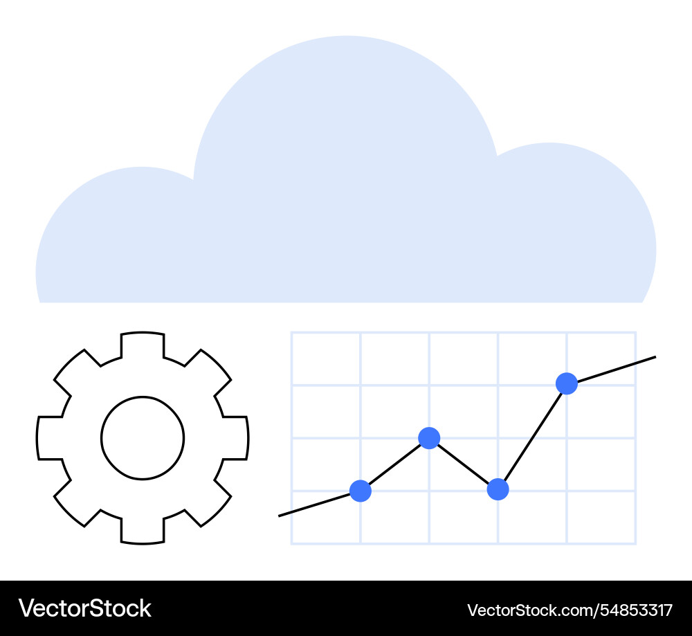 Cloud computing with gear and line chart Cloud computing with gear and line chart vector image